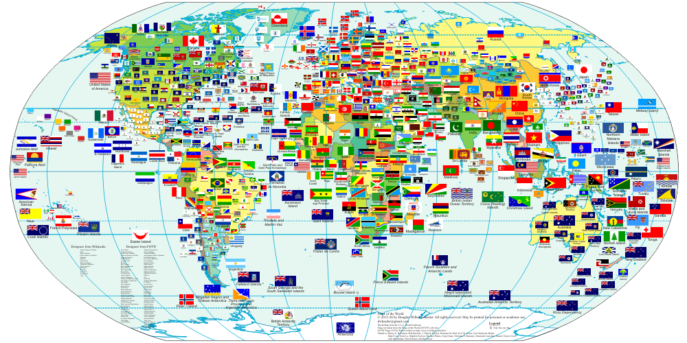 World with state and administrative divisional flags
