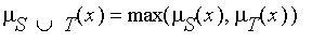 mu[`union`(S,T)](x) = max(mu[S](x),mu[T](x))