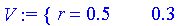 V := PIECEWISE([r = .5, .3])