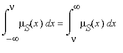 int(mu[S](x),x = -infinity .. nu) = int(mu[S](x),x = nu .. infinity)