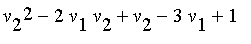 v[2]^2-2*v[1]*v[2]+v[2]-3*v[1]+1