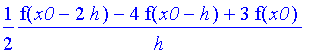 1/2*1/h*(f(x0-2*h)-4*f(x0-h)+3*f(x0))