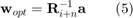 $$\textbf{w}_{opt} =\textbf{R}_{i+n}^{-1}\textbf{a}\qquad(5)$$