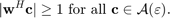 $$|\textbf{w}^H\textbf{c}|\geq1$$ for all $$\textbf{c}\in\mathcal{A}(\varepsilon).$$