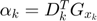 $\alpha_{k}=D^{T}_{k}G_{x_{k}}$