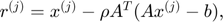 $r^{(j)}=x^{(j)}-\rho A^{T}(Ax^{(j)}-b),$