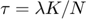 $\tau = \lambda K/N$